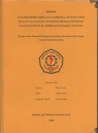 Image of Analisis Perbandingan Algoritma Decision Tree dan K-NN (K-Nearest Neightbor) dengan Optimasi Bagging Untuk Klasifikasi Penyakit Jantung.